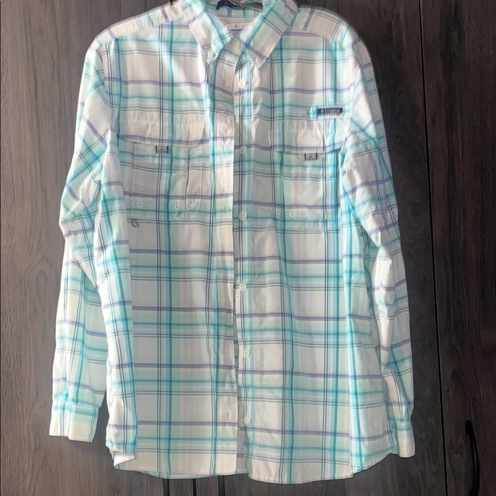 FLASH SALE! columbia teal and purple PFG Shirt size XL